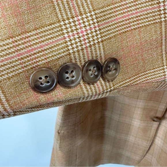 Ermenegildo Zegna Single Breasted Brown Plaid Tartan Blazer 100% Wool - Picture 4 of 17